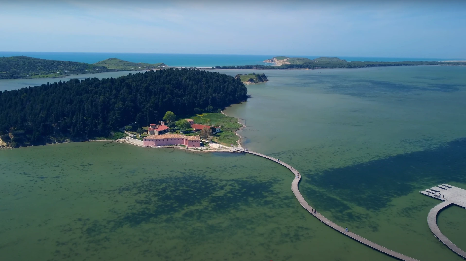 Donre view of Zvernec St. Mary's Monastery, in Vlore Albania